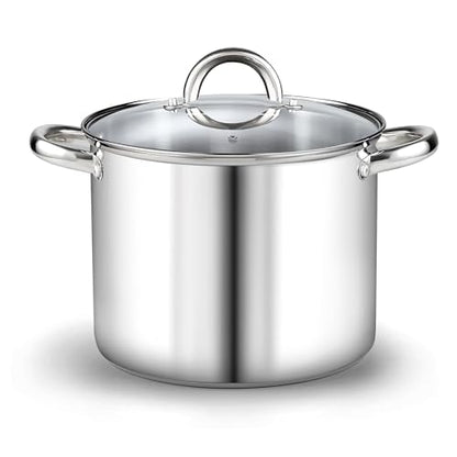 Cook N Home Stainless Steel Stock Pot, 12 Quart Stock Pot with Lid for Pasta, Soup, Heavy Duty Induction Soup Pot, Sturdy Handle, Oven Safe, Dishwasher Safe, Cookware for Canning, Boiling, Simmer