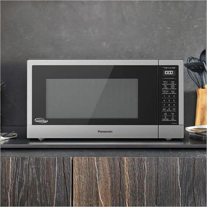 Panasonic NN-SN76LS 1.6 cu.ft Cyclonic Inverter Countertop Microwave Oven 1250Watt Power with Genius Sensor Cooking, 19.44"D x 21.88"W x 11.94"H, Stainless Steel