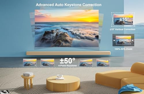 [AI Auto Focus/Auto Lens Cap] Outdoor-Projector-4K with WiFi 6 and Bluetooth:Portable Projector with Auto 6D Keystone & Zoom, Jimveo Native 1080P Movie Proyector 2026 Upgraded