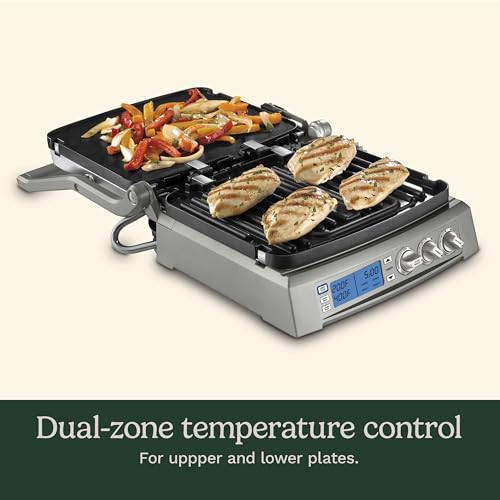 Cuisinart 6-in-1 Elite Griddler, Electric Grill, Griddle & Top Melt, 500°F Temperature Sear Function, LCD Screen, Dishwasher-Safe Cooking Plates, GR-300NAS, Stainless Steel