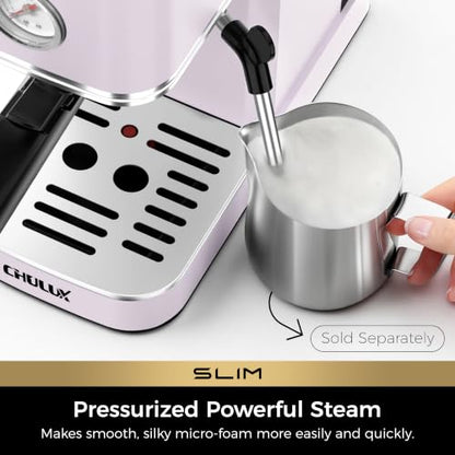 CHULUX Slim Espresso Machine with Milk Frother for Home Latte, Lavender