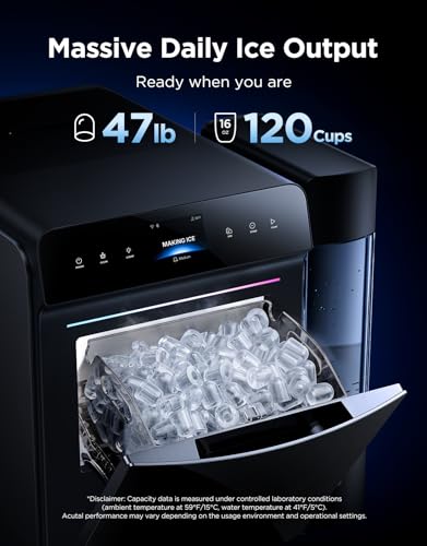 GoveeLife Smart Countertop Ice Maker 2 Pro, 3-Minute Fast 9 Ice Cubes with 3 Size, 47lbs Daily, 40dB Quiet, Smart Pre-Cooling, App & Voice Control, Self-Clean, Dual Water Tanks for Home, Coffee, Party