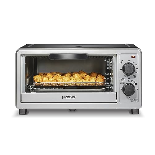 Proctor Silex Simply-Crisp Air Fryer Toaster Oven Combo with 4-in-1 Functionality (Air Fry, Bake, Broil & Toast), 1200 Watts, Fits 4 Slices or Personal Pizza, Auto Shutoff, Black (31265)