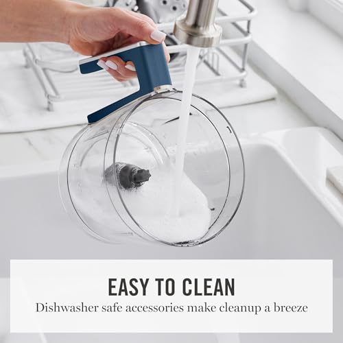 Martha Stewart Food Processor, 10-Cup Electric Chopper for Slicing, Shredding, Mincing and Puree, BPA-Free Twist & Lock Bowl, 3 Multipurpose Blades, Variable Speed Dial, Wide Feed Chute, Indigo Blue