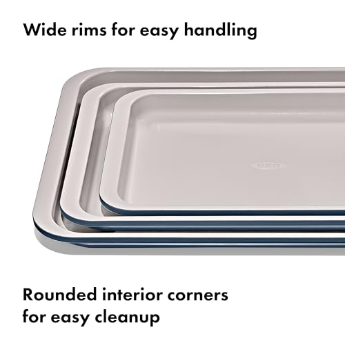 OXO Good Grips Non-Stick Pro Ceramic Coated Metal Bakeware 3-Piece Sheet Pan Set – Storm Blue