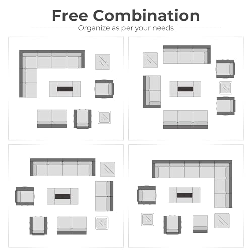 13 Pieces L Shaped Outdoor Patio Sectional Furniture With Fire Pit Table