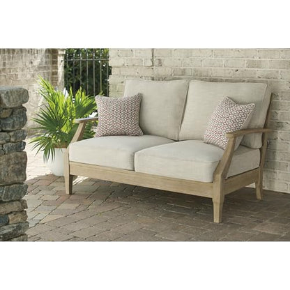Signature Design by Ashley Clare View Outdoor Loveseat with Cushion, Beige