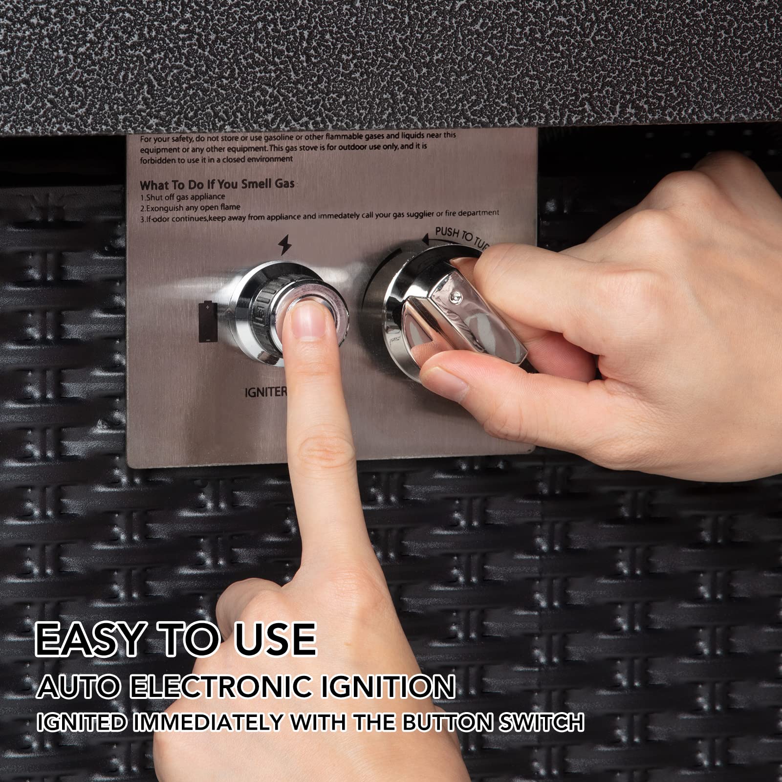 44 Inch Propane Fire Pit Table, 50000BTU Rectangle Fire Table with Cover & Rain Cover, Sturdy Steel and Iron Fence Surface, CSA Safety Certified, Companion for Your Garden - CookCave