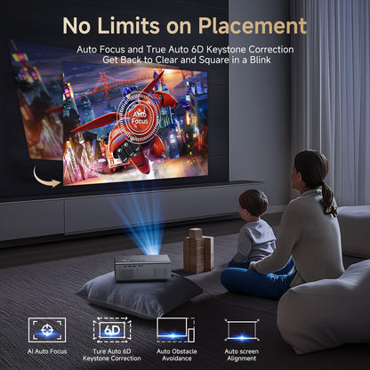 4K Projector with Netflix-Licensed&Dolby Audio, AI Auto Focus&6D Keystone Kogata Smart Projector with Built in Apps Outdoor Movie Proyector with WiFi 6 Bluetooth for Home Theater UPGRADE - CookCave