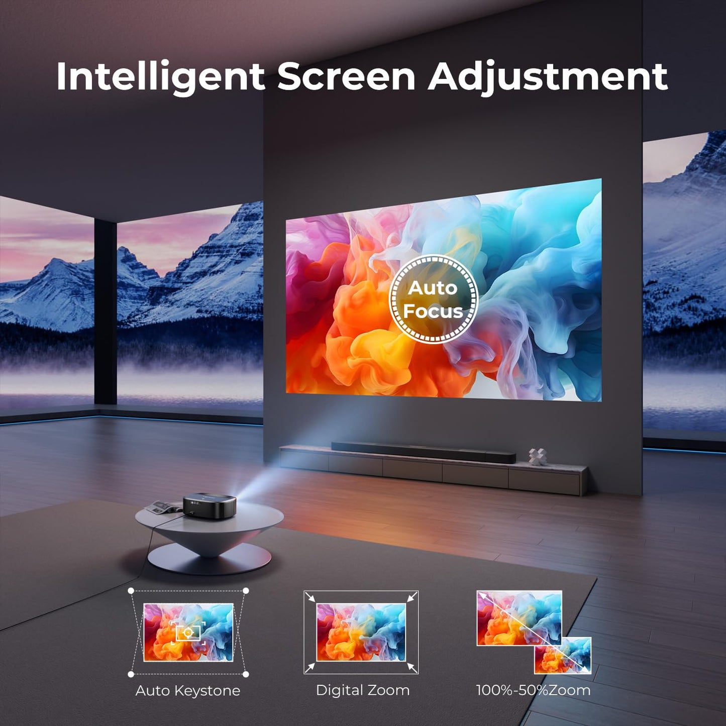 4K Projector with Wifi and Bluetooth, ELEPHAS Outdoor Movie Projector with NETFLIX/Prime Video/YouTube Built-in, 100,000+ Apps Supported, Video Projector Compatible with HDMI/USB/iOS/Android/Windows - CookCave