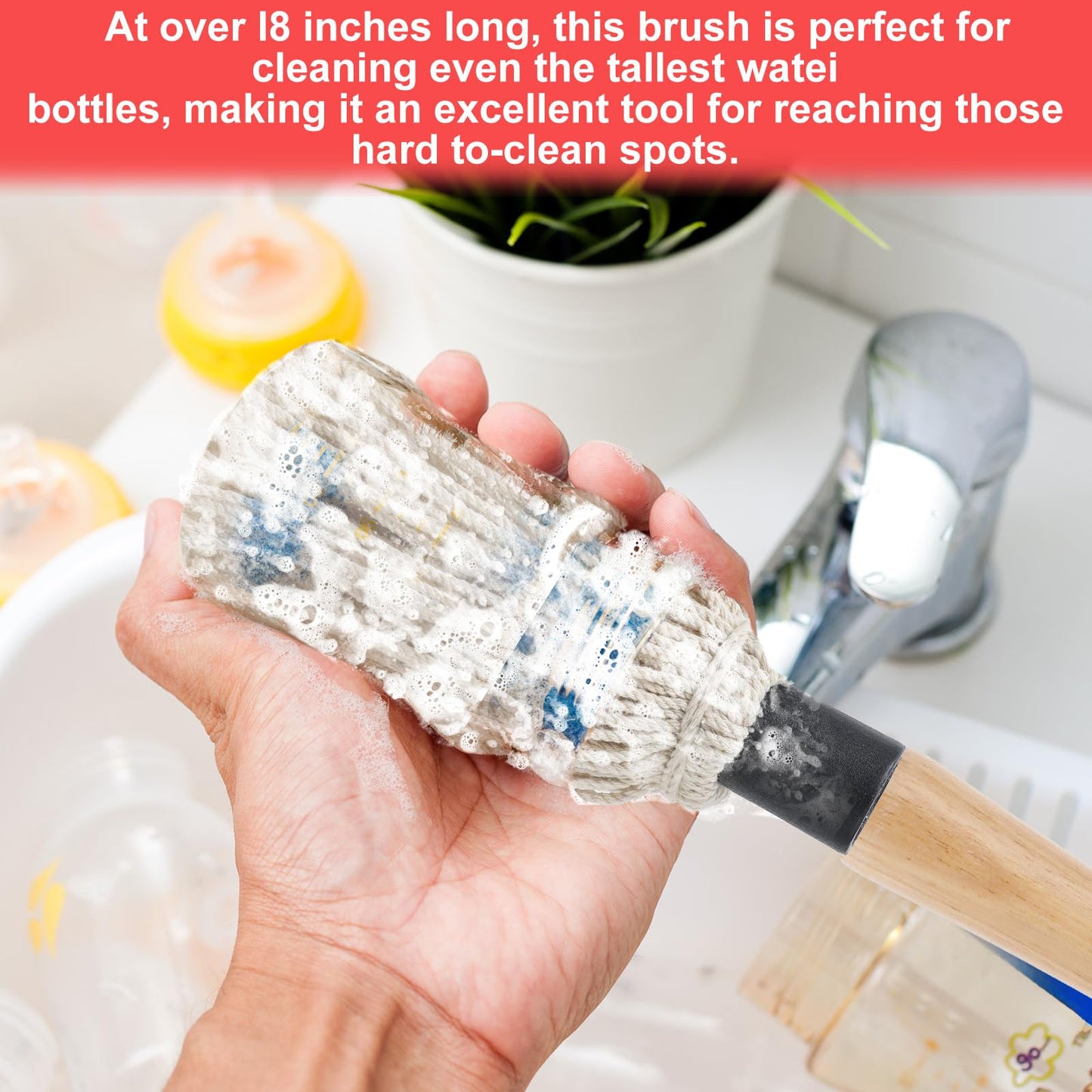 4Pcs BBQ Mop Brush Grilling Basting Mop Wooden Long Handle BBQ Mop Set with 12Pcs Replacement Heads for Basting Steak Marinade Sauce(18.3inch) - CookCave