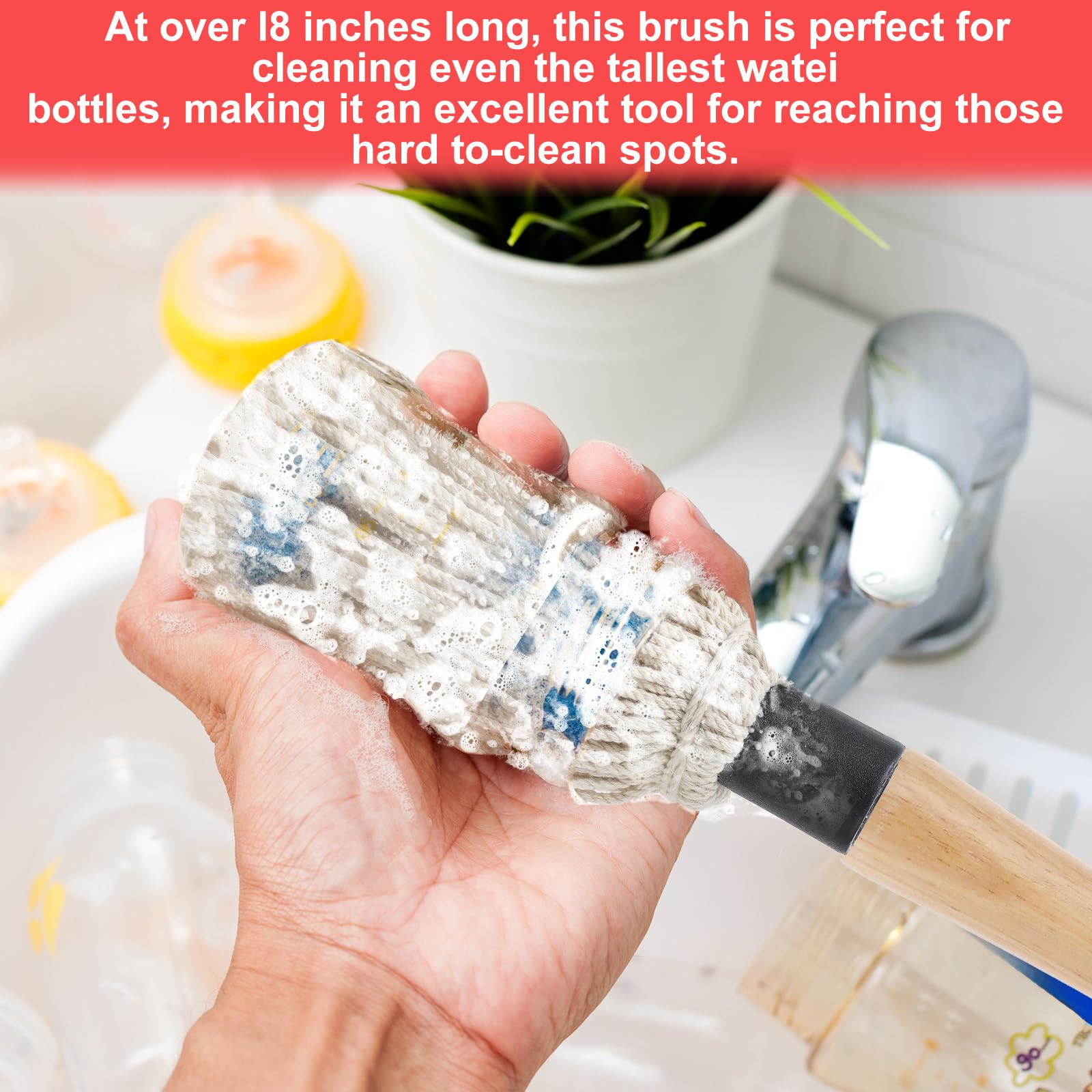 4Pcs BBQ Mop Brush Grilling Basting Mop Wooden Long Handle BBQ Mop Set with 12Pcs Replacement Heads for Basting Steak Marinade Sauce(18.3inch) - CookCave