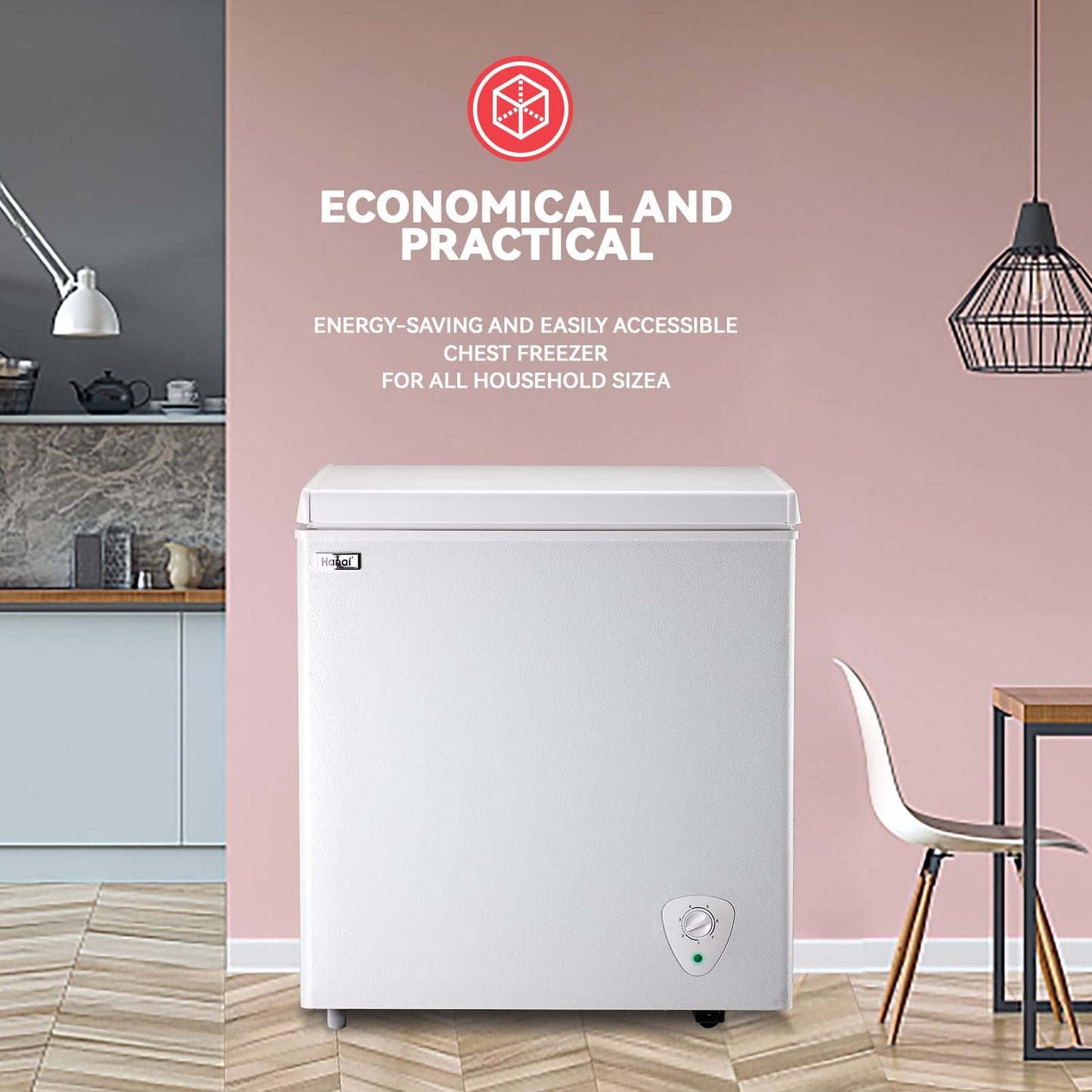 5.0 Cu.Ft Chest Freezer WANAI Deep Freezers Large Storage 7 Temperature Control Low Noise with Removable Basket for Dorm Apartment Home Kitchen - CookCave