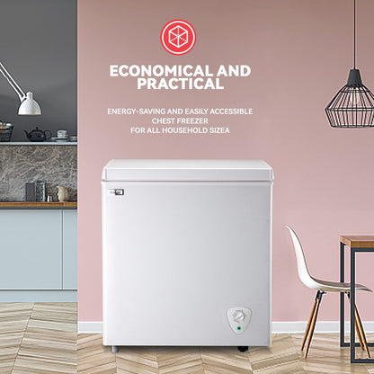 5.0 Cu.Ft Chest Freezer WANAI Deep Freezers Large Storage 7 Temperature Control Low Noise with Removable Basket for Dorm Apartment Home Kitchen - CookCave