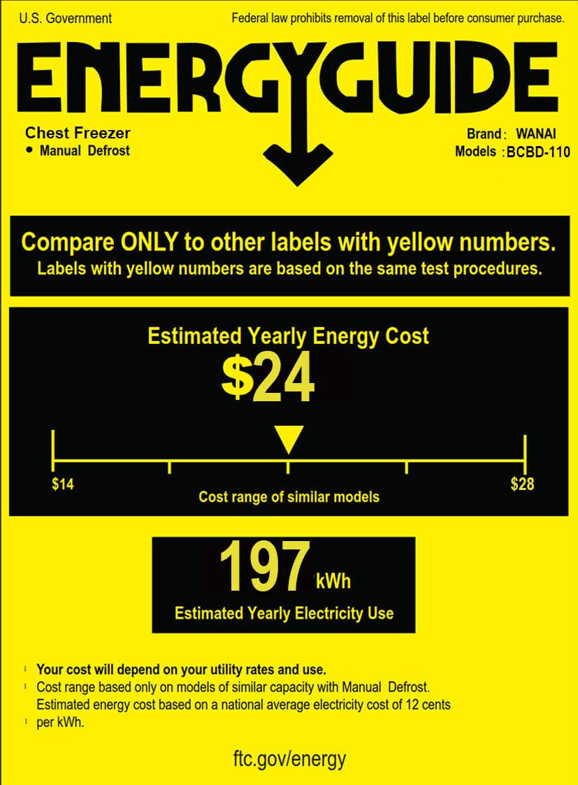 5.0 Cu.Ft Chest Freezer WANAI Deep Freezers Large Storage 7 Temperature Control Low Noise with Removable Basket for Dorm Apartment Home Kitchen - CookCave