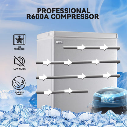 5.0 Cu.Ft Chest Freezer WANAI Deep Freezers Large Storage 7 Temperature Control Low Noise with Removable Basket for Dorm Apartment Home Kitchen - CookCave