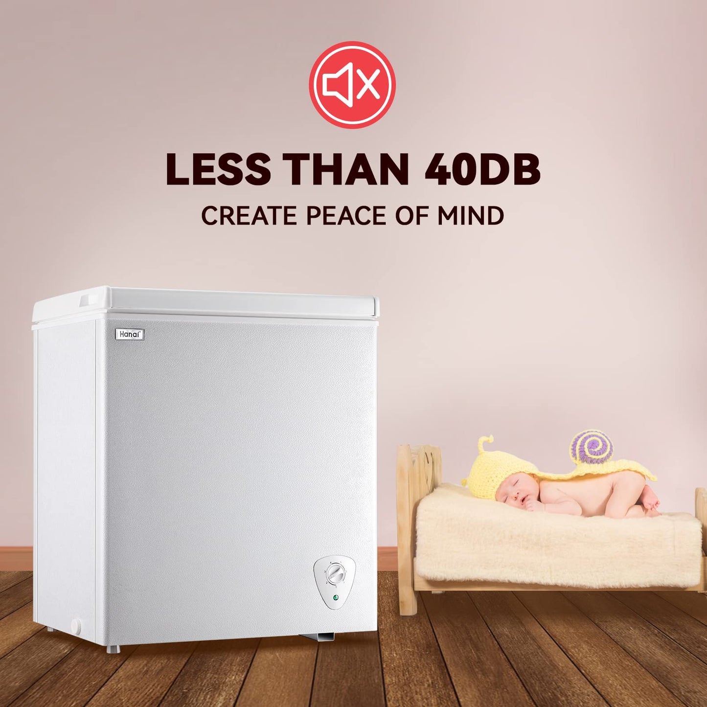 5.0 Cu.Ft Chest Freezer WANAI Deep Freezers Large Storage 7 Temperature Control Low Noise with Removable Basket for Dorm Apartment Home Kitchen - CookCave