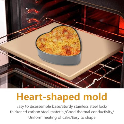 Trivolein 3pcs Springform Pan, 7,8,9 Inch Cheesecake Pans with Removable Bottom, Carbon Steel Baking Pans Nonstick Baking Tin Cake Mould for Small Pizza Pie (Heart Shape)