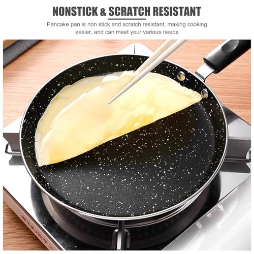 Gavigain Non-stick Frying Pan, 6 Inch Flat Bottom Pancake Pan Medical Stone Skillets with Heat-Resistant Handle for Eggs, Kitchen Induction Cooker (Black)