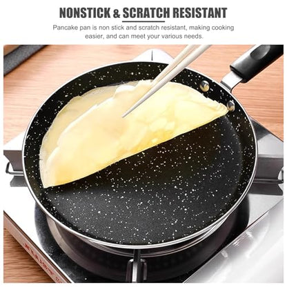 Gavigain Non-stick Frying Pan, 6 Inch Flat Bottom Pancake Pan Medical Stone Skillets with Heat-Resistant Handle for Eggs, Kitchen Induction Cooker (Black)