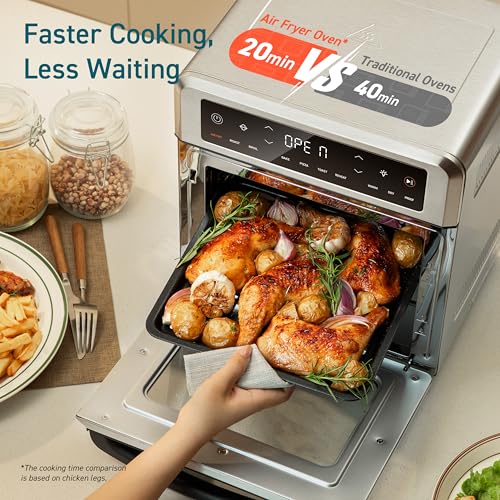 Cosori 11-in-1 Air Fryer Oven, 13Qt Small Footprint Airfryer combo with Rotisserie, Toast, Bake, Roast, Reheat Functions and more, Recipe Book & 6 Accessories Included, Perfect for Small Countertop