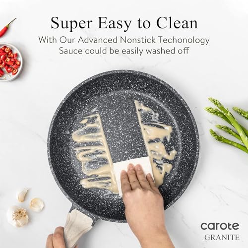 CAROTE 26Pcs Pots and Pans Set, Nonstick Cookware Sets, Granite Induction Cookware Non Stick Cooking Set w/Frying Pans & Saucepans(PFOS, PFOA Free)