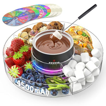 FEPPO Cordless Electric Fondue Pot Set with Mood Light