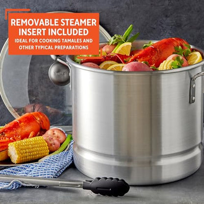 IMUSA USA Steamer with Glass Lid 20-Quart, Silver