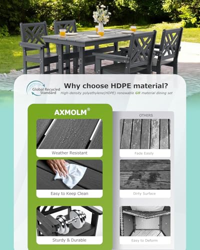 AXMOLM 12 Piece HDPE Outdoor Dining Set for 10, Patio Dining Furniture Set with 2 Table and Umbrella Hole, Outdoor Table and Chairs for Garden, Poolside, Backyard, Deck
