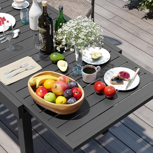 Pellebant 11-Piece Aluminum Outdoor Patio Dining Table Set for 10, Expandable Sturdy Table and Stackable Chairs with Armrest, Weather-Resistant for Deck Backyard Poolside