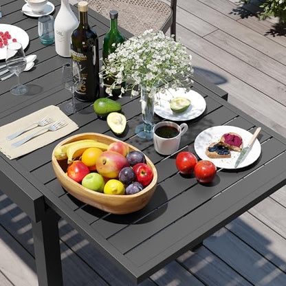 Pellebant 11-Piece Aluminum Outdoor Patio Dining Table Set for 10, Expandable Sturdy Table and Stackable Chairs with Armrest, Weather-Resistant for Deck Backyard Poolside