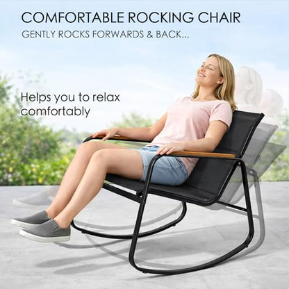 Kozyard 4-Piece Outdoor Patio Furniture Set with Textilene Chairs, Metal Conversation Set, Tempered Glass Coffee Table, Powder-Coated Steel Frame for Garden, Poolside, Backyard Black