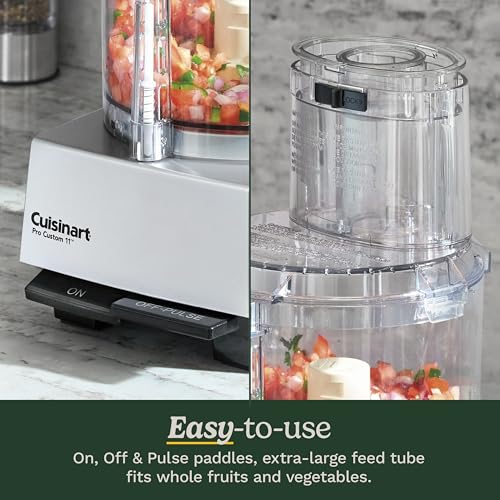 Cuisinart Food Processor, Dishwasher Safe 11-Cup Food Processor with Slicing & Shredding Discs, Cuisinart Pro Custom 11 Stainless Steel Electric Chopper & Kitchen Food Processor, Chrome, DLC-8SBCYP1