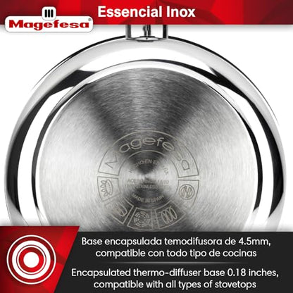 Magefesa Essencial Inox 7-Inch Stainless Steel Frying Pan, Silver, No Coating or Nonstick, Eco-Friendly, Compatible with All Stovetops Including Induction