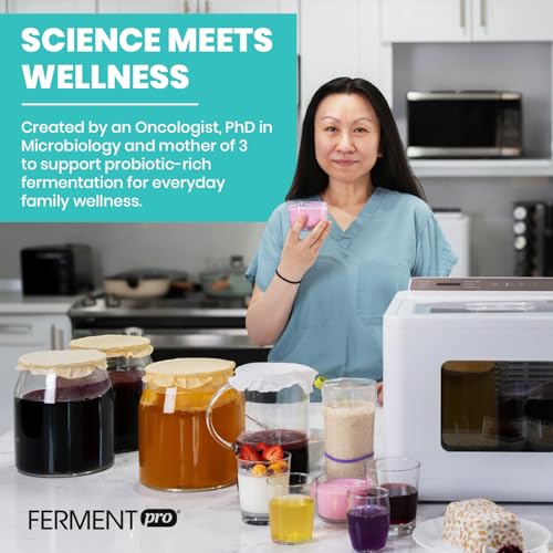 FermentPro 12.8L Smart Yogurt Maker Machine & Fermentation Kit, Kombucha, Kimchi, Natto, tempeh, Sourdough Maker, Temp Control 50-115°F, Timer 1 Hr -30 Day, Post-Ferment Cooling