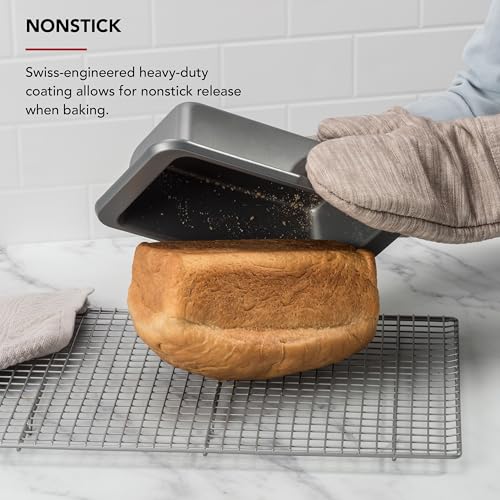 KitchenAid Nonstick Aluminized Steel Loaf Pan, Dishwasher Safe, 9 x 5 Inch, Contour Silver