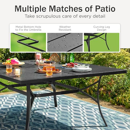PHI VILLA 9 Piece Outdoor Dining Sets, 60" All-Weather Patio Table and Chairs Set for 8, Heavy Duty Patio Table Set Square for Deck, 8 Extra Large Outdoor Swivel Chairs with Thick Cushions
