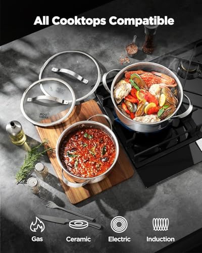 Roomena Frying Pans Nonstick with Lid, Hybrid Ceramic Nonstick Tri-Ply Saute Pan with Lid,PFAS/PFOA/PTFE Free, Metal Utensil Safe, Dishwasher & Oven Safe, Induction Compatible