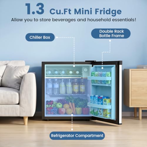 Electactic 1.3 Cu.Ft Mini Fridge, Single Door Compact Refrigerator