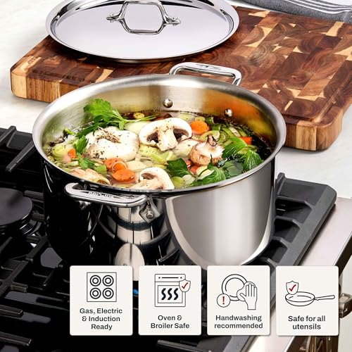 All-Clad D3® Stainless Steel 8 Quart Stockpot Covered- Made in the USA- The Original Bonded Professional Cookware- Oven Safe & Induction Compatible