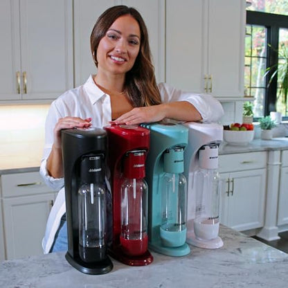 Drinkmate OmniFizz Sparkling Water Maker & Soda Streaming Machine | Carbonates Any Drink | VALUE KIT | Includes Two 60L CO2 Cartridges + One BPA-Free Bottle (Matte Black)