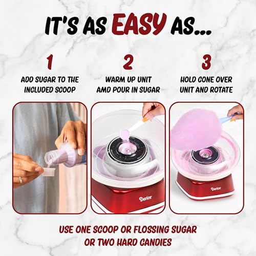Darice Cotton Candy Machine – Retro Cotton Candy Maker – Cotton Candy Maker Machine For Homemade Sweets – Ideal for Birthday, Party, Gatherings – Works with Flossing Sugar or Hard Candy