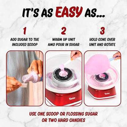 Darice Cotton Candy Machine – Retro Cotton Candy Maker – Cotton Candy Maker Machine For Homemade Sweets – Ideal for Birthday, Party, Gatherings – Works with Flossing Sugar or Hard Candy