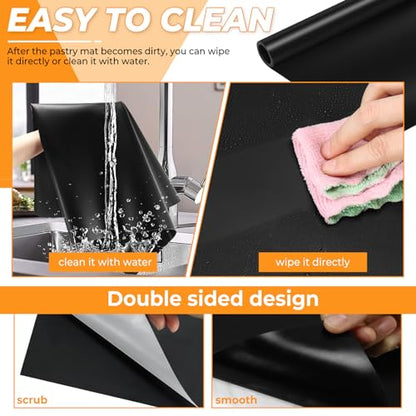 VOKOY Large Silicone Mat for Crafts, 36"x24", Extra Large Silicone Mats,Thick Black Silicone Mat for Kitchen Countertop, Heat-resistant Washable Large Silicone Pastry Mat for Crafts Painting Baking