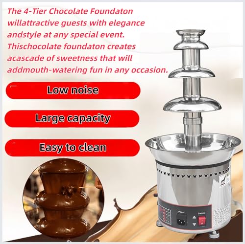 TIANGUOHE 4 Tier Chocolate Fountain Machine, 110V Electric Digital Chocolate Fountain Melting Machine for Parties - Chocolate Candy Butter Cheese
