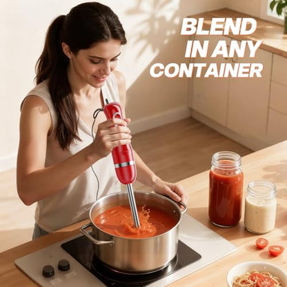 Turelar Immersion Blender Corded 400W, 2 Speed, Emulsifier, Blend, BPA-Free