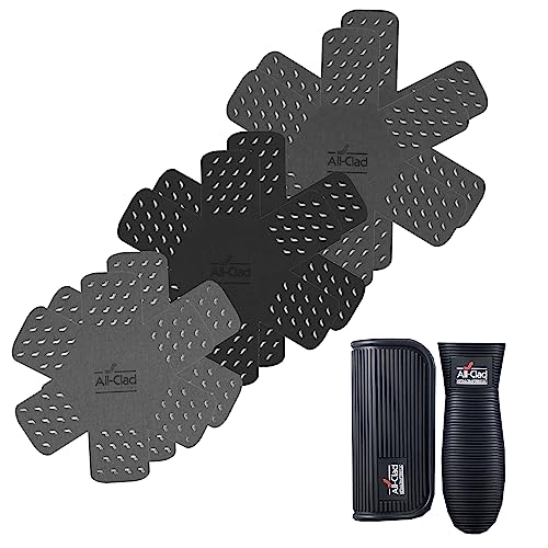 All-Clad Pot Protectors & Silicone Grip Set: Pot and Pan Protectors for Kitchen Organization, 100% Silicone Heat Resistant Grip Set, 8-Piece