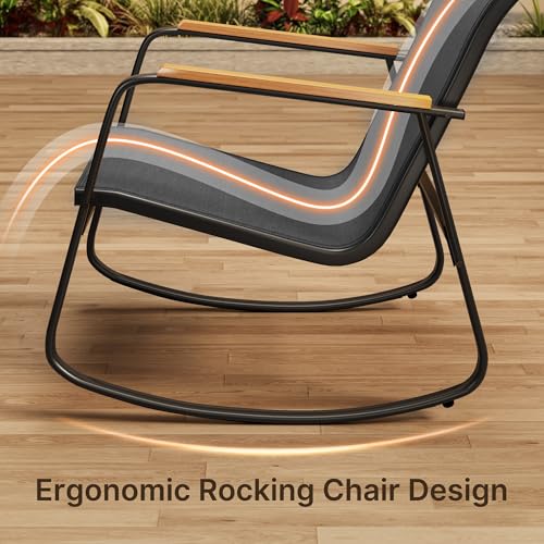 Ahomly 8-Piece Outdoor Patio Furniture Set, Textilene Rocking Set, Black