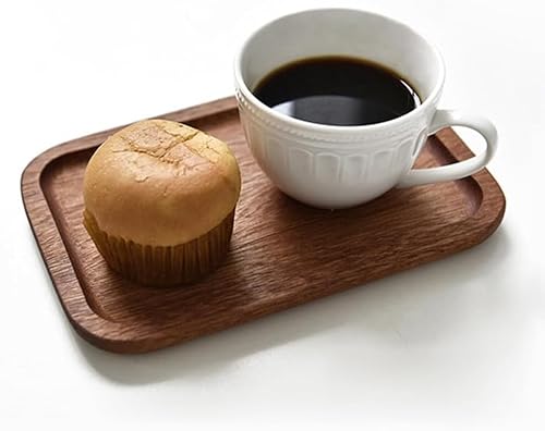 6 Pack Solid Wood Serving Platters and Trays of Natural Wood with Edge,Rectangular Avoid Sliding and Spilling Food