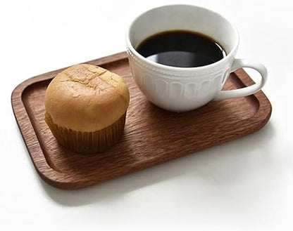 6 Pack Solid Wood Serving Platters and Trays of Natural Wood with Edge,Rectangular Avoid Sliding and Spilling Food
